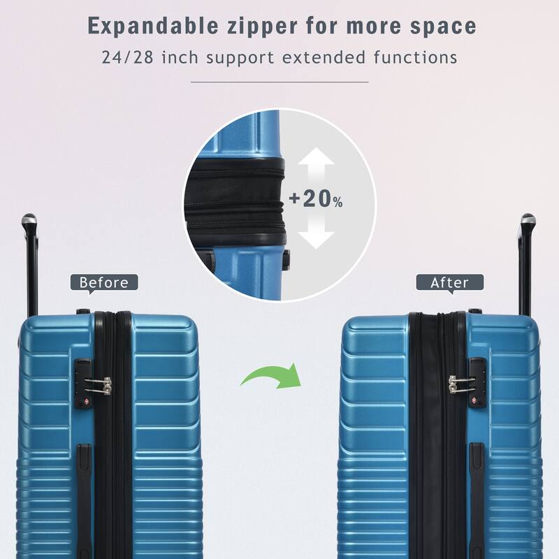 Luggage Sets 3Piece (20"24"28") Expandable Suitcases with TSA Lock & 8 Spinner Wheels, ABS